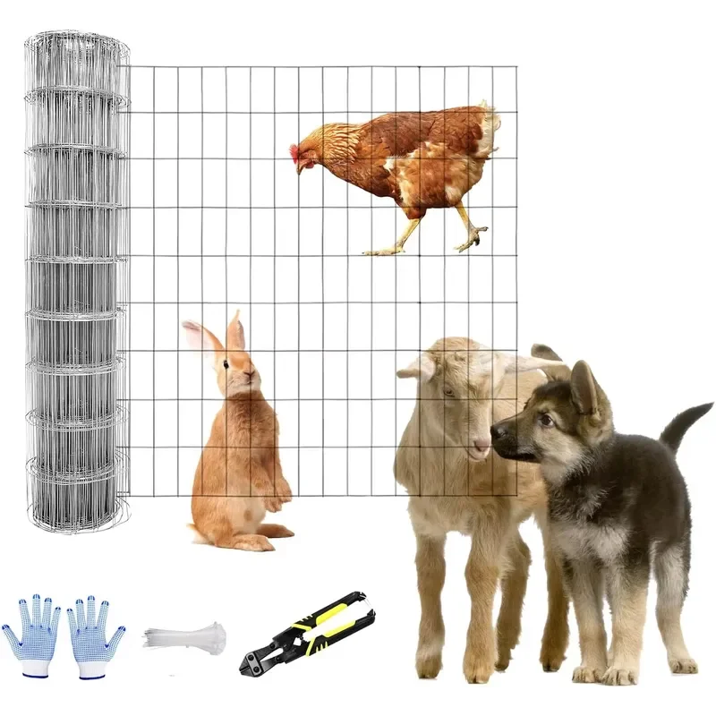 Modern Design Galvanized Cattle Fence 4'x328' Metal Frame Steel Animal Farm Fencing High Trellis for Villas 3D