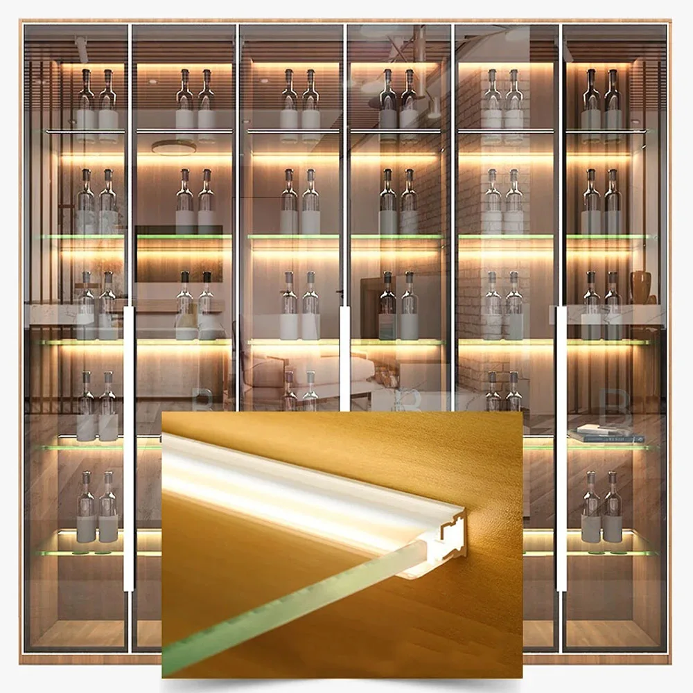 5mm-12mm 유리 선반용 LED 캐비닛 레이어 라이트 스플린트 클립 램프 알루미늄 스트립 라이트 백 사이드 디스플레이 케이스 와인 락커