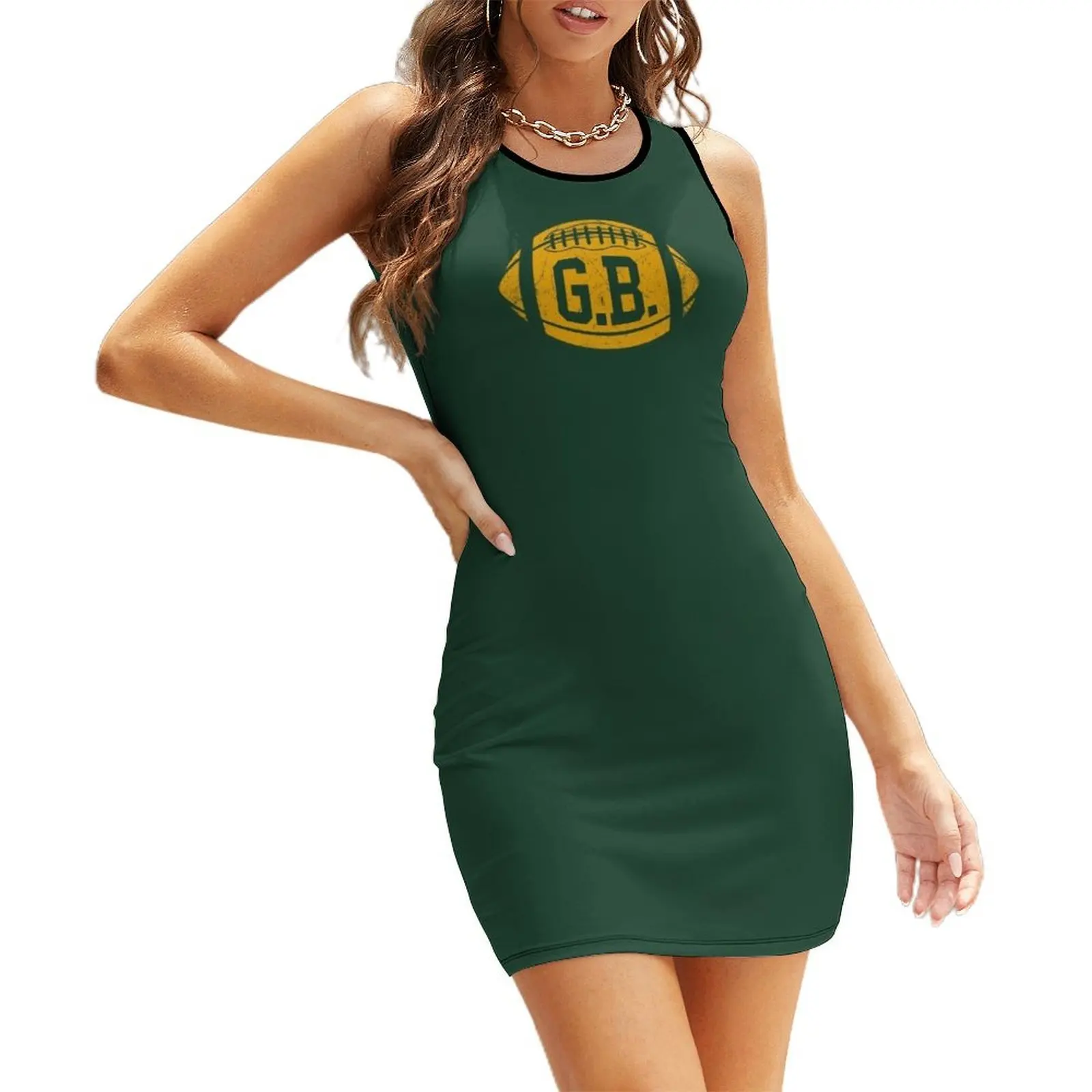 

GB Retro Football - Green Sleeveless Sundress dress for women summer women's elegant loose dresses beach outfits for women