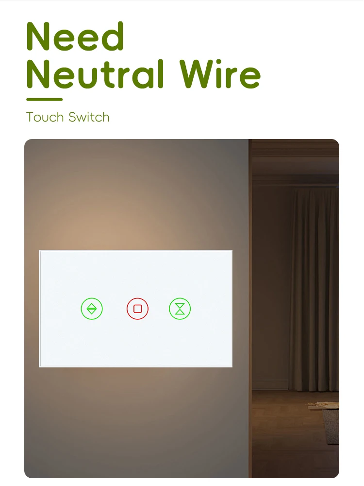 

LOUYSGEN Wi-Fi переключатель рольставней США голосовое управление сенсорный переключатель стеклянная панель нужен нейтральный Tuya Alexa