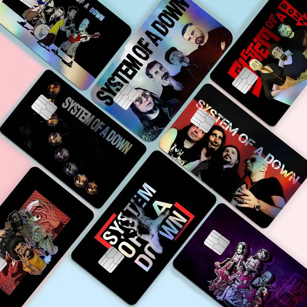 Metal Band S-System O-Of A-A D-Down Laser Reflective Bank Card Stickers Cute Stylish Daily Decoration Gift