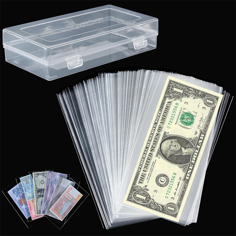 Image of 100 Stück Geldschein-Sammelhüllen für Banknoten, 3-Slot-Loseblatt-Albumschutz