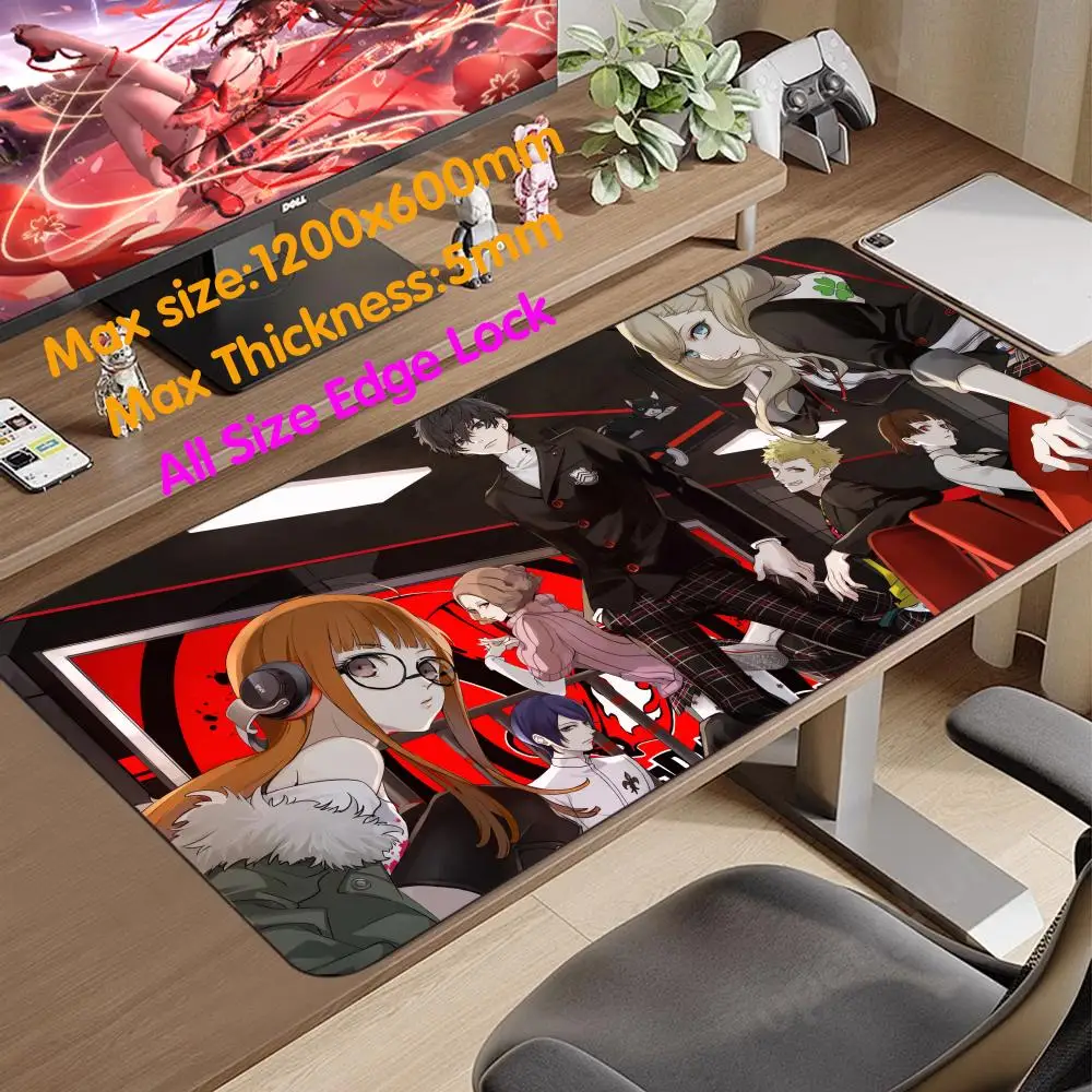 

P_persona 5 Mouse Pad 1200x600 Mice Pad Gamer Keyboard Pad Mouse Pad Game Smooth FPS Special Rubber Mouse Pad 5mm Thicking Supe