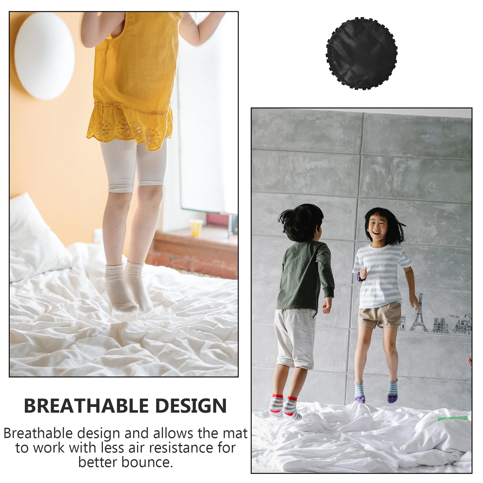 

1pc Black 38' Round Trampoline Replacement Jumping Mat Heavy Duty Uv Resistant Durable Outdoor Garden Bounce Cloth For