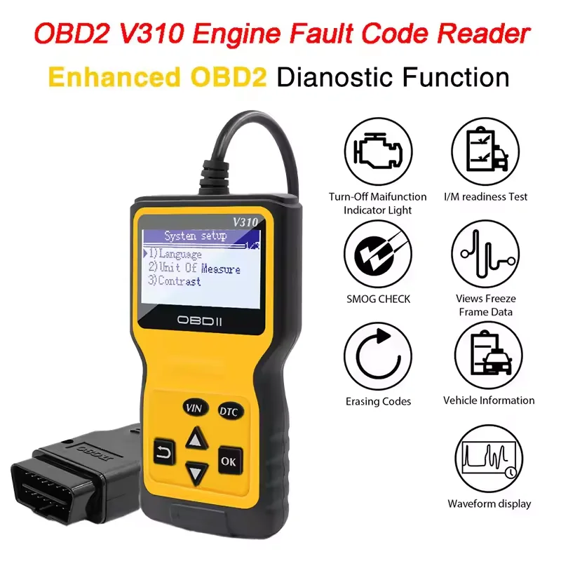 V310 OBD2 Scanner OBDII EOBD Car Diagnostic Tool Fault Code Reader Erase Codes I/M Readiness VIN Live Data Scan Tool