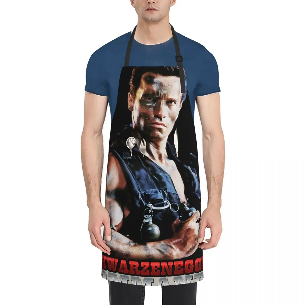 

Arnold Schwarzenegger Commando Classic Apron women's kitchens Woman Work Kitchens For Men Household Items Kitchen Apron