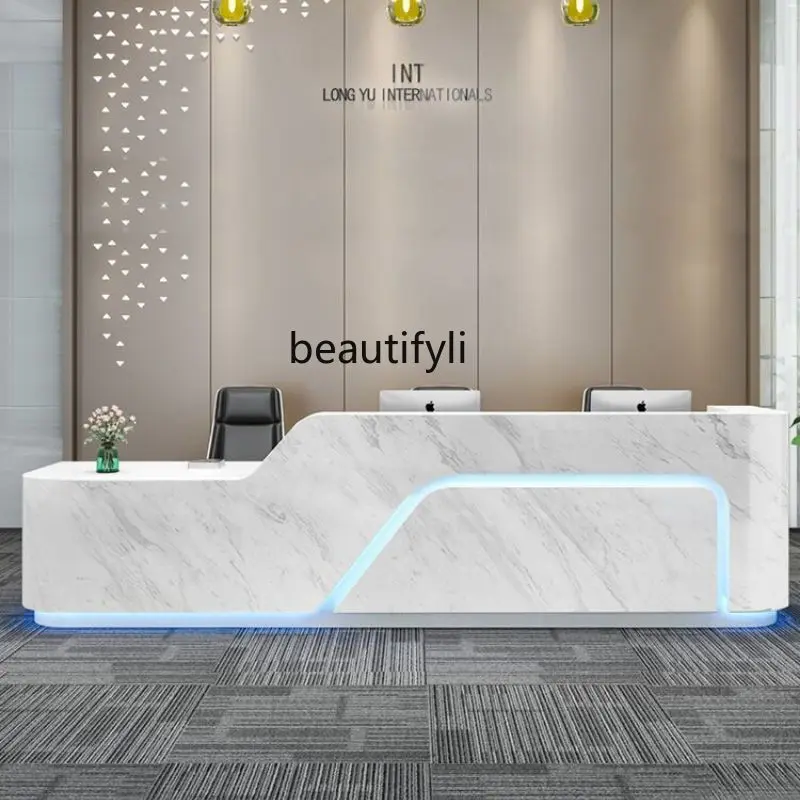 

Reception Desk Beauty Salon White Paint Counter Pavilion of Regimen Multi-Function Cashier