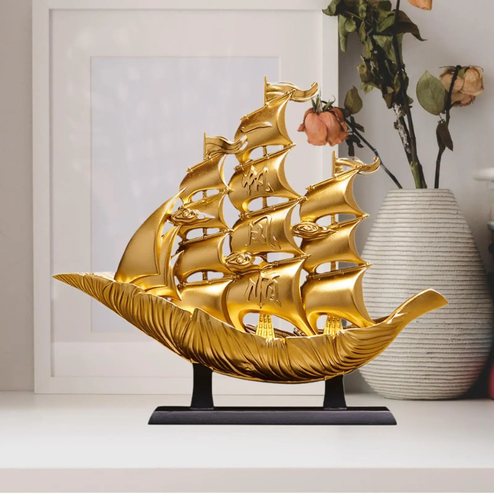 Smooth Sailing Boat Ornament Artwork Fireplace Desktop Ship Model Decor