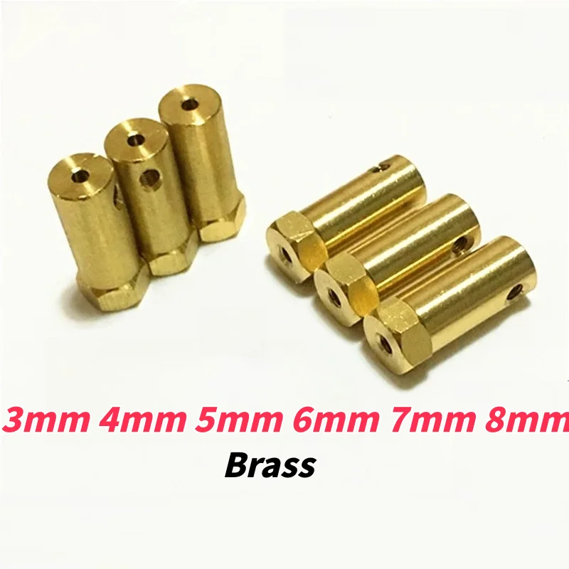3mm 4mm 5mm 6mm 7mm 8mm Brass Hexagonal Shaft Coupling Motor Transmission Connector Model Car Wheels Tires Shaft