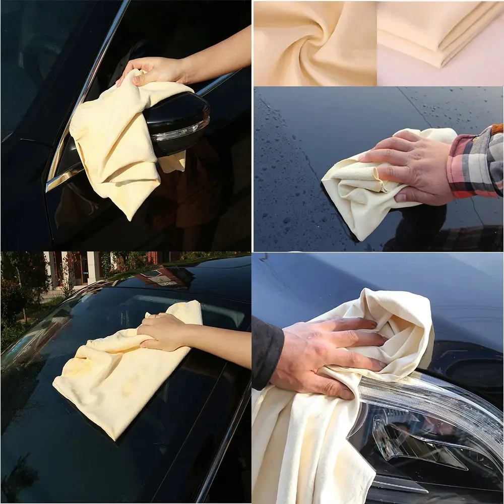 Natural Leather Car Wash Towels Are Highly Absorbent and Do Not Shed Hair Multi Use Quick Drying Cloth for Car Window Glass