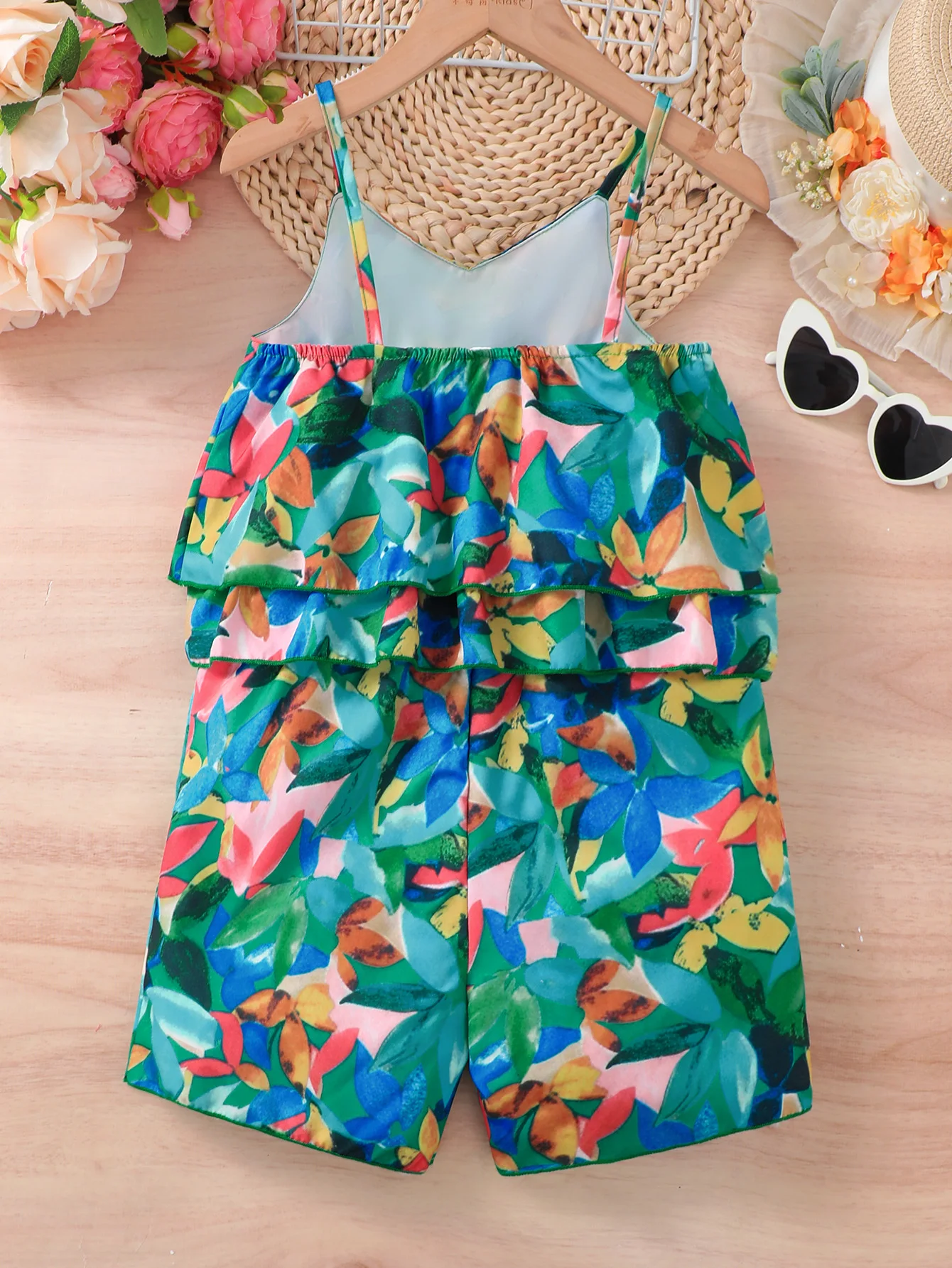 Tropical Print Halter Onesie for Girls Summer Fashion Casual Wear Ideal for Beach Vacation Outfits