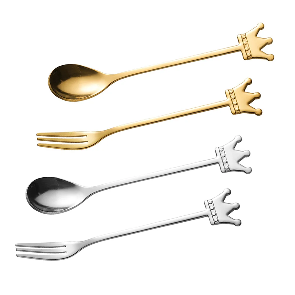 

4Pcs Luxury Crown Stainless Steel Spoons Set for Desserts Coffee Tea Ice Cream Appetizers Party Wedding Event Tableware