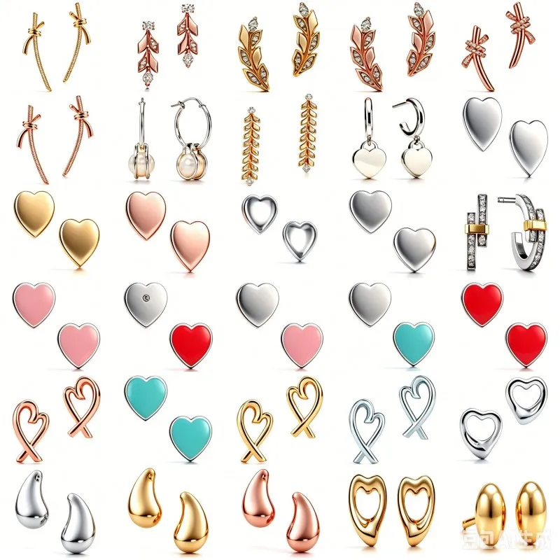 

New enamel heart-shaped diamond stud earrings - simple, fashionable and versatile, high-profile ear accessories