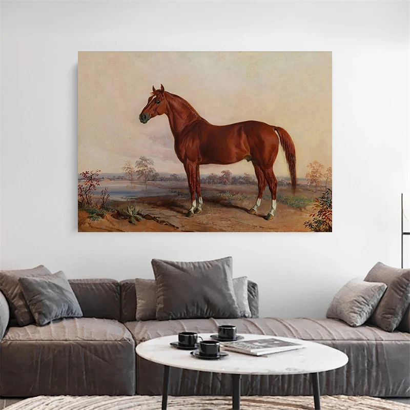 Vintage Horse and Dog Antique Equestrian Poster Horse Portrait Animal Art Canvas Painting Wall Print Picture for Room Home Decor