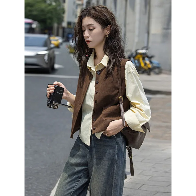 

Женский комплект одежды: рубашка с длинным рукавом и повседневная верхняя одежда в корейском стиле, весна-осень