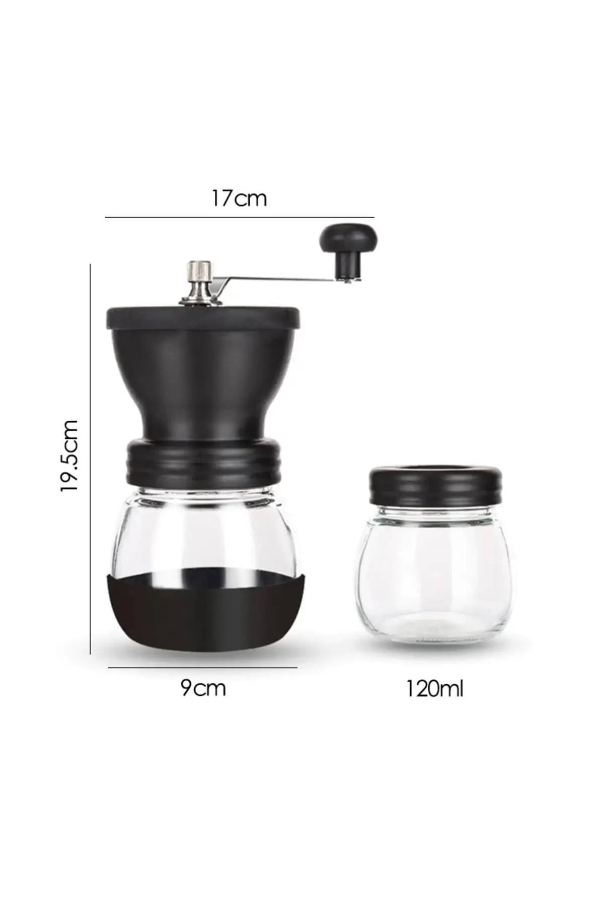 Zwart Glas Spice Koffiemolen Zwarte Peper Zout Koffie Kruiden Handmatige Molen Houten Handleiding Hand Grinder Zout Shaker