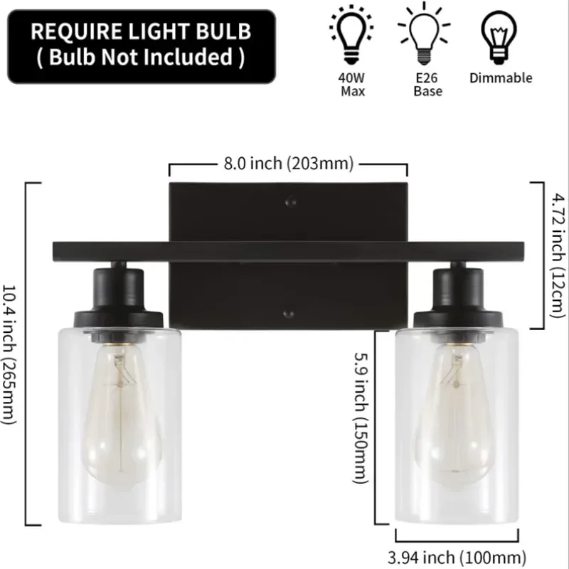 Imagem -05 - Lâmpada de Parede Criativa Industrial Vintage Luminária com Sombra de Vidro Transparente Decoração de Sala e Cozinha