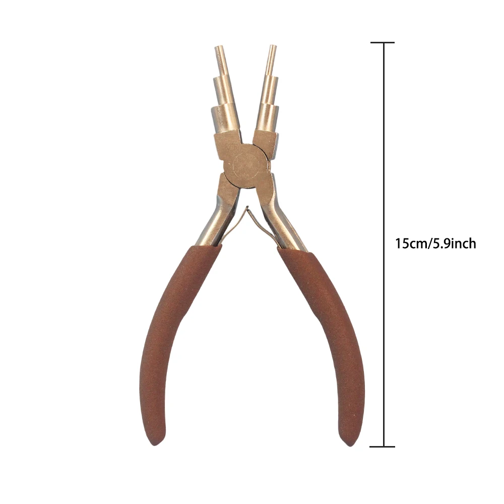6-in-1 Kohlenstoffstahl-Multifunktionszange für die Herstellung von Ösen, 5,9 Zoll, sechsteiliges Schmuck-DIY-Werkzeug für Ohrringhaken und Karabinerverschlüsse. – Detail 6