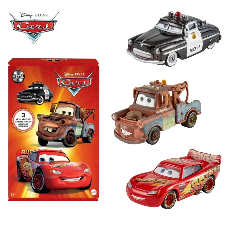 

Disney Pixar Cars Radiator Springs Die-Cast Toy Metal Vehicles 3-Pack 1:55 Scale Lightning McQueen Sheriff Mater Boys Car Toys