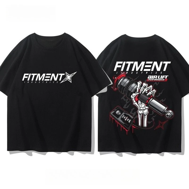 

2026 Новые модифицированные автомобильные футболки с амортизатором витых зубов и принтом, мужские и женские футболки большого размера с круглым вырезом, свободные короткие рукава