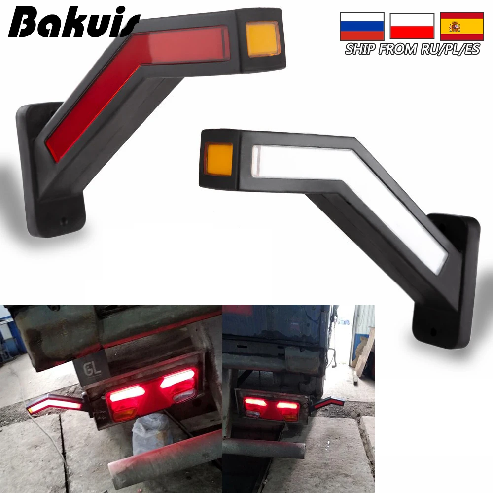 2PCS Truck Side Marker Lighting Trailer Van LED Lights Universal 12V 24V LED Neon Stalk Lamp Waterproof Outline Marker Light