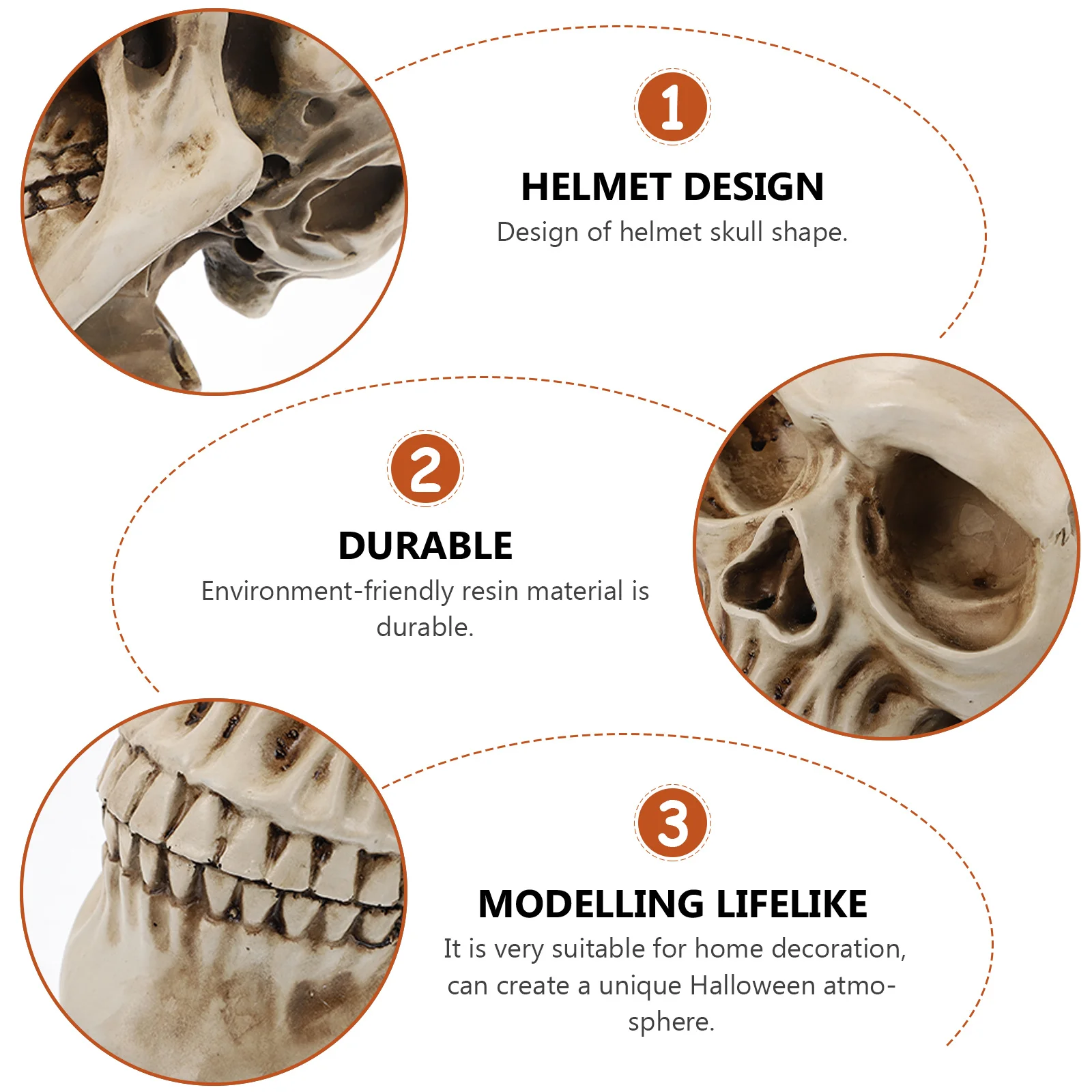 

1Pcs Resin Skull Head Ornament Decorative Halloween Household Office Party Skull Tabletop Decoration Halloween