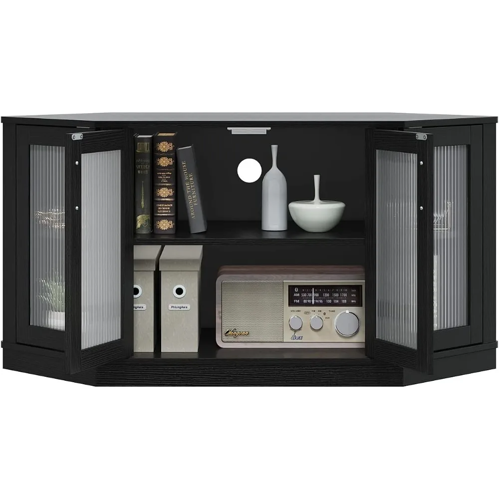 

Corner TV Stand, 47 Inch Media Console with 4 Doors and Shelves, Living Room Storage Entertainment Center