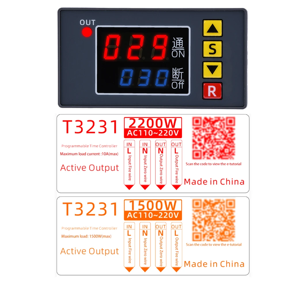 New T3231 Programmable Time Controller AC 110V 220V DC 12V Digital Time Delay Relay Cycle Timer Control Switch Active Output