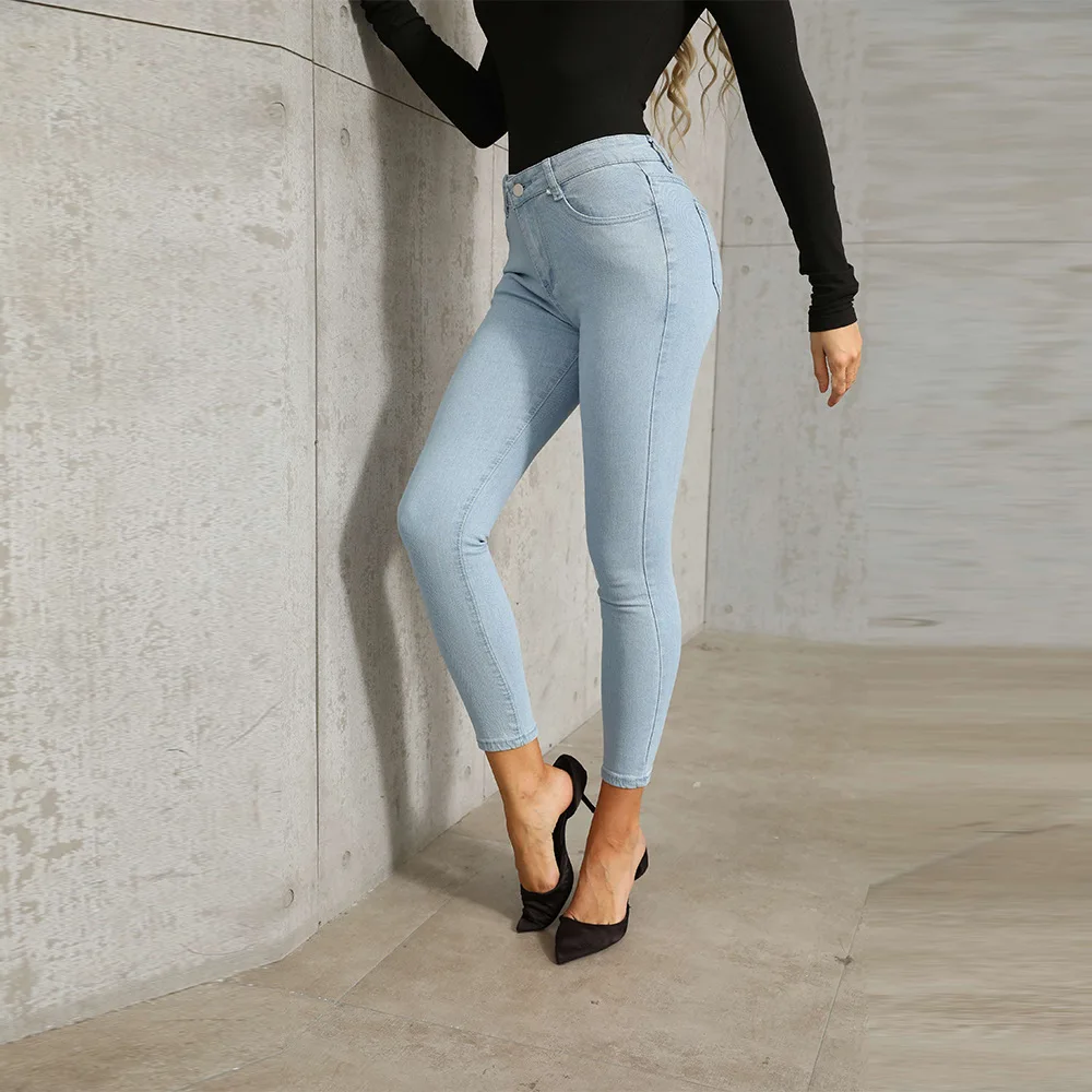 

Solid Color Skinny Jeans Woman High Waist Jeans Vintage Sexy Long Pants Femme Casual Pencil Pants Denim Jeans