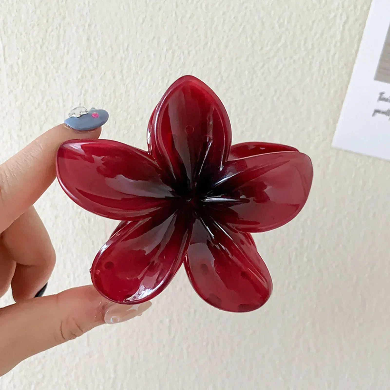 

LATS Red Flower Hair Clips for Women Trendy Sweet Hair Claws Crab Clamp Barrettes Mujer Hawaiian Headwear Girls Hair Accessories