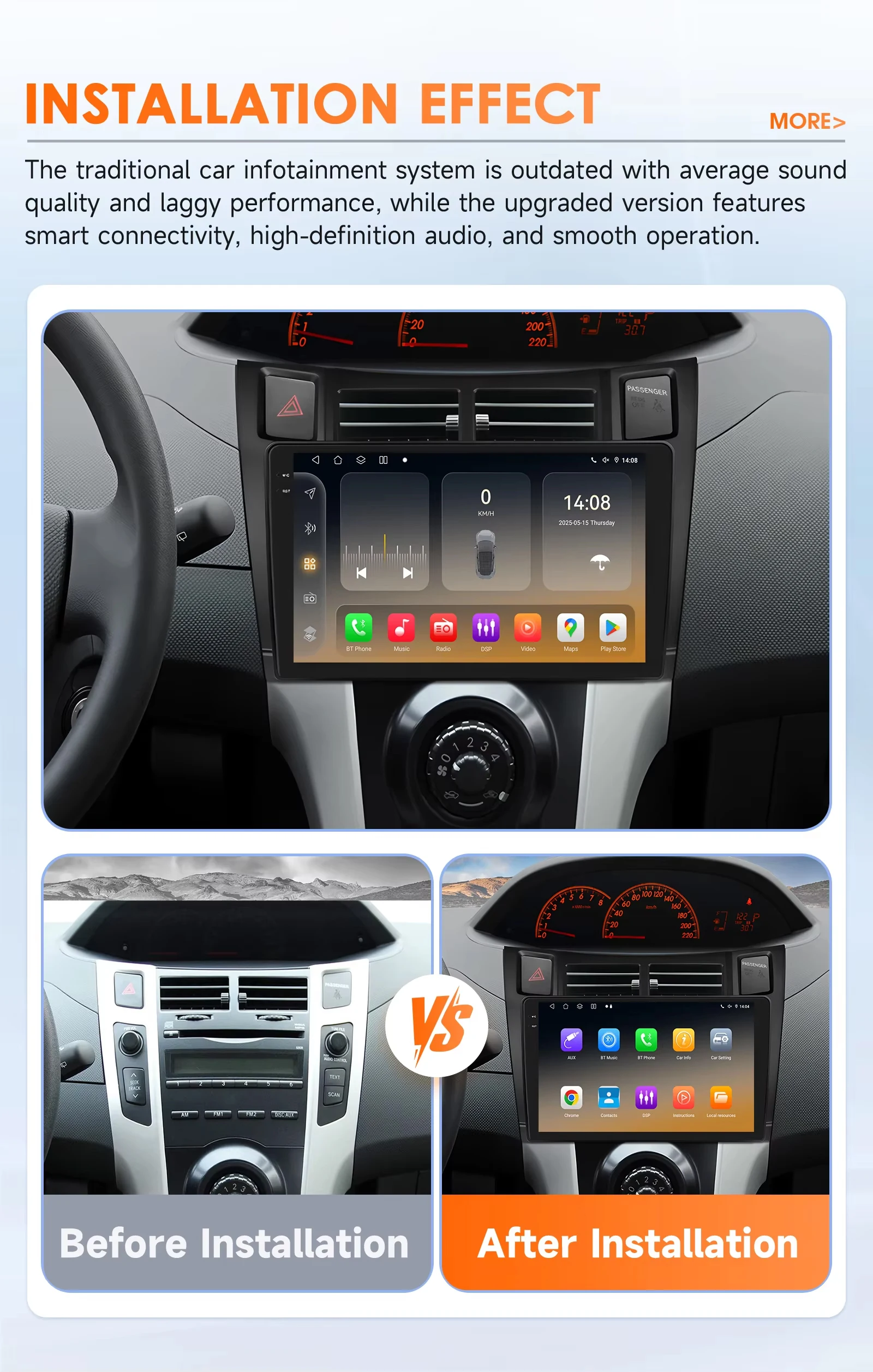 Android 16 Car Radio For Toyota Yaris 2005 - 2012 wireless CarPlay Android Auto Multimedia Navigation Player Video Stereo 4G WIF