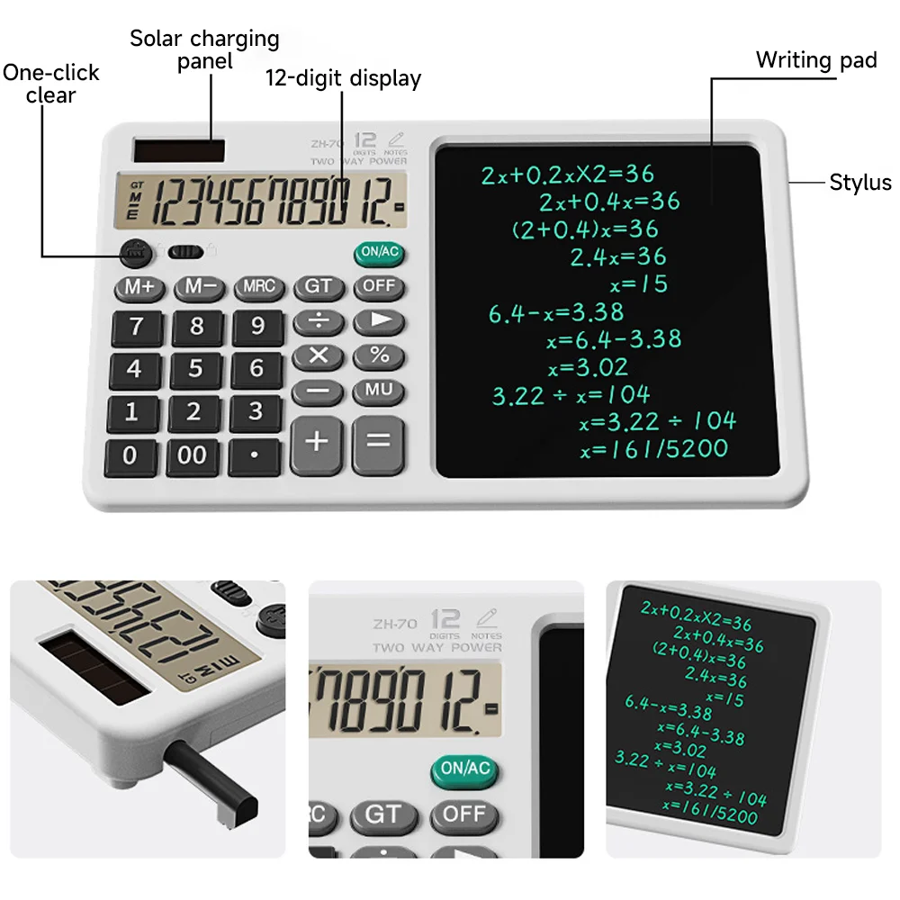 Solar Desktop Calculator Met Lcd Schrijven Tablet Digitale Rekenmachine Tekentafel Voor Scholieren