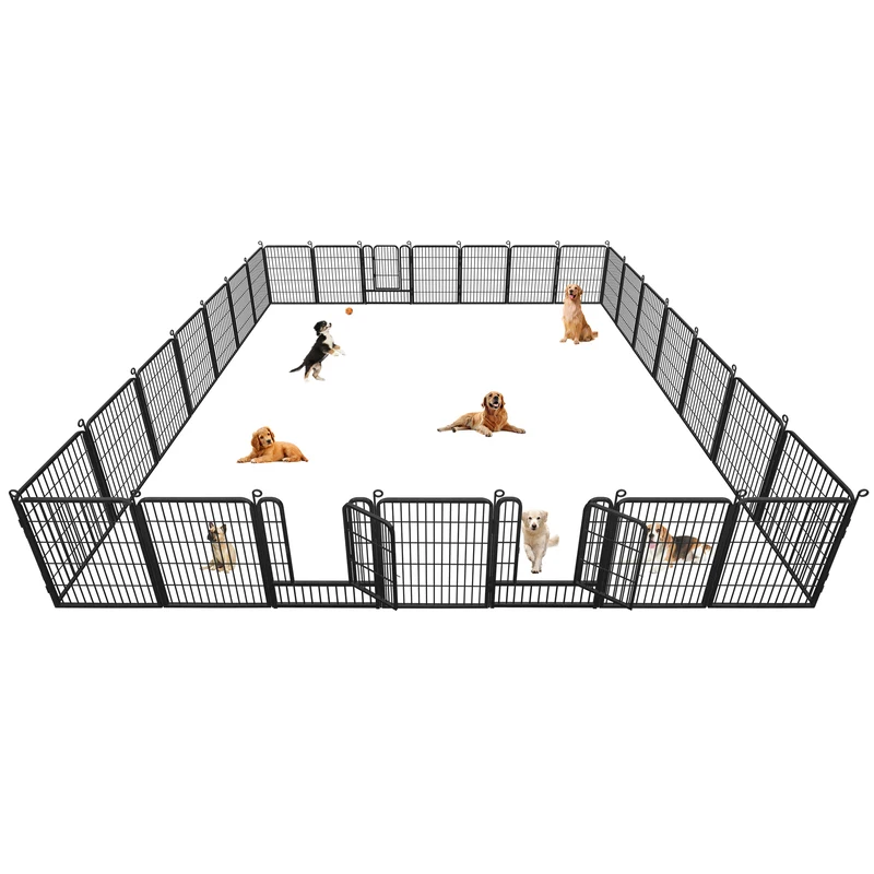 Dog Playpen Outdoor Dog Fence 32 inch Pet Playpen Anti-Rust Pet Fence for RV Camping Yard 28 Panels