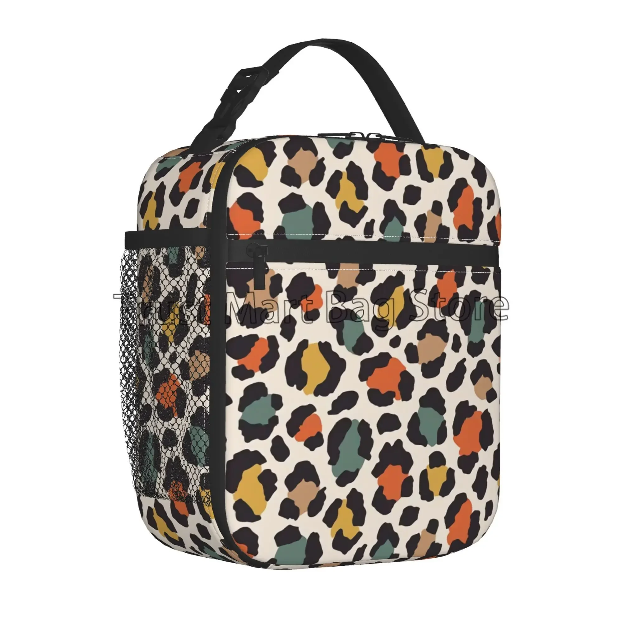 Leopard Print Lunch Bag Cheetah Pink Insulated Lunch Box Reusable Portable Cooler Bento Tote for Adults Kids Work School Picnic