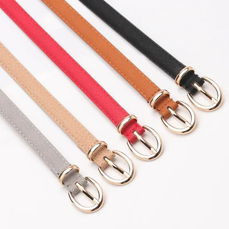 Fashionable Belts for Woman Beautiful Buckle 100cm Solid Color PU Thin Belts Woman Multi-purpose Versatile Belts