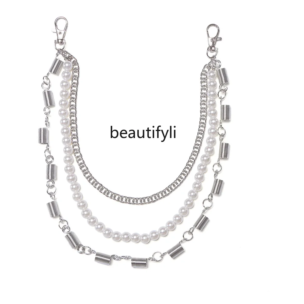 

Trendy clothing with multi-layer pearl spring trouser chain metal chain versatile accessory trouser chain
