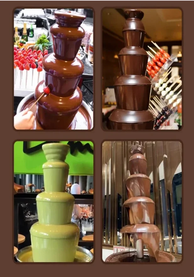 220V Automatic Chocolate Fountain 5 Layers for Home Commercial Use Party Wedding Chocolate Tower AE