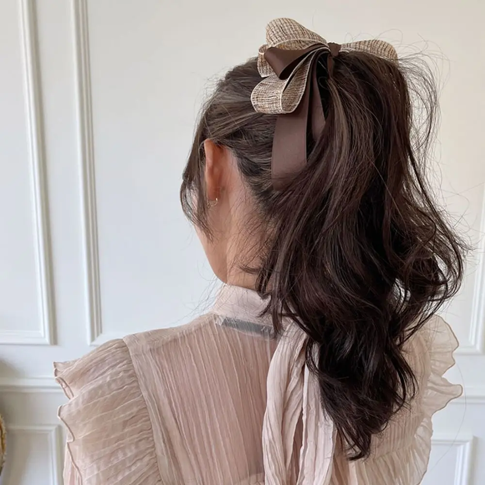

Sweet Headdress Resin Cloth Party Fashion Design Vertical Clip Korean Style Hair Wear Bow Banana Clip Women Hair Accessories
