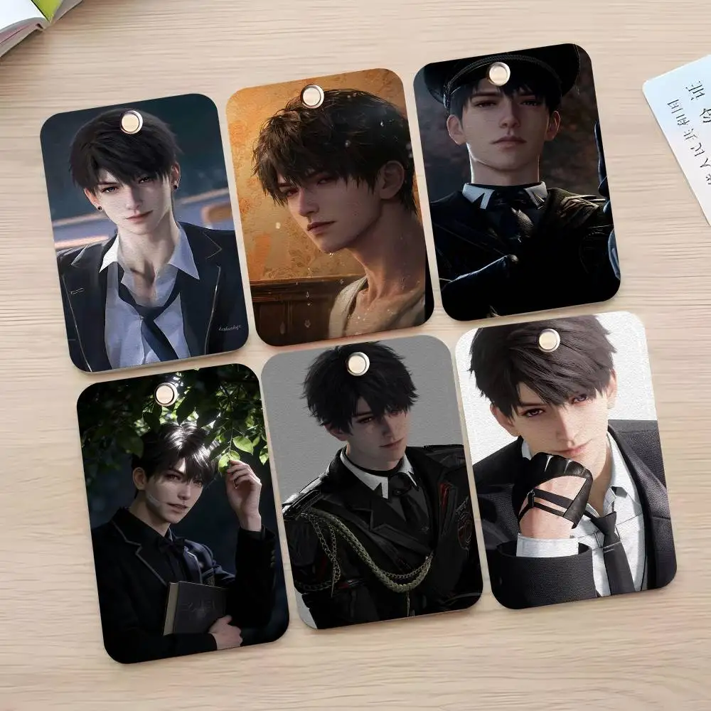 

1pc C-Caleb Card Case Keychain Access Card Bag Key Tag Ring Leather Card Holder Key Ring Access