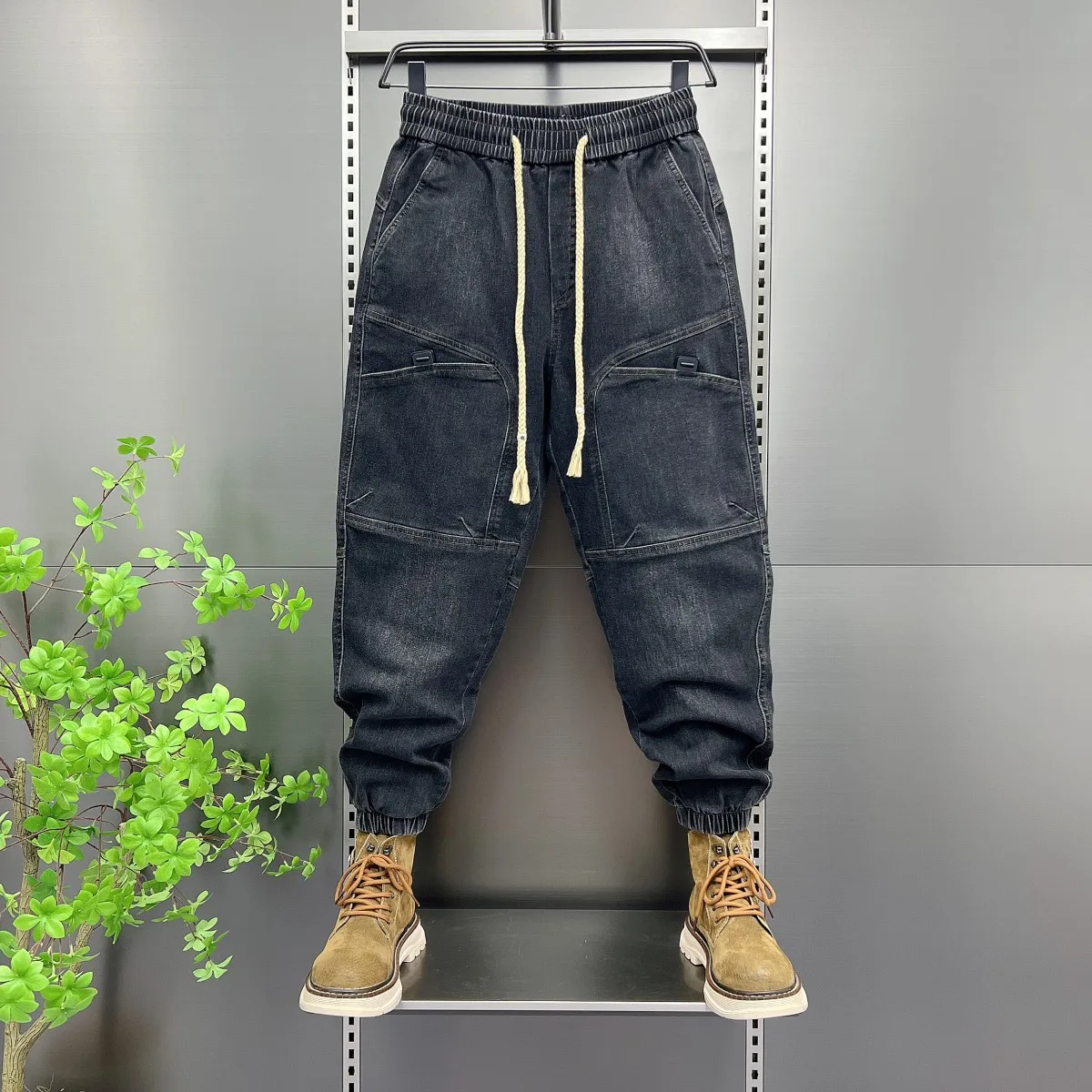 Autunno 2024 Jeans da uomo alla moda American Retro Big ket Harlan Pantaloni Giovani Casual Slim Fit Comodi pantaloni lunghi resistenti all'usura
