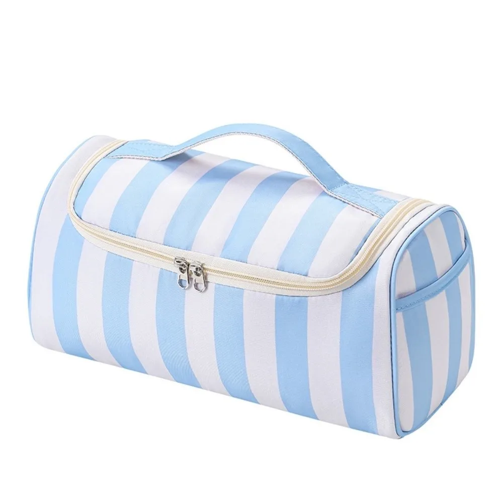 Striped Hair Tool Organizer Portable Large Capacity Travel Storage Case Hanging Hook Dustproof Travel Toiletry Bag Daily Use