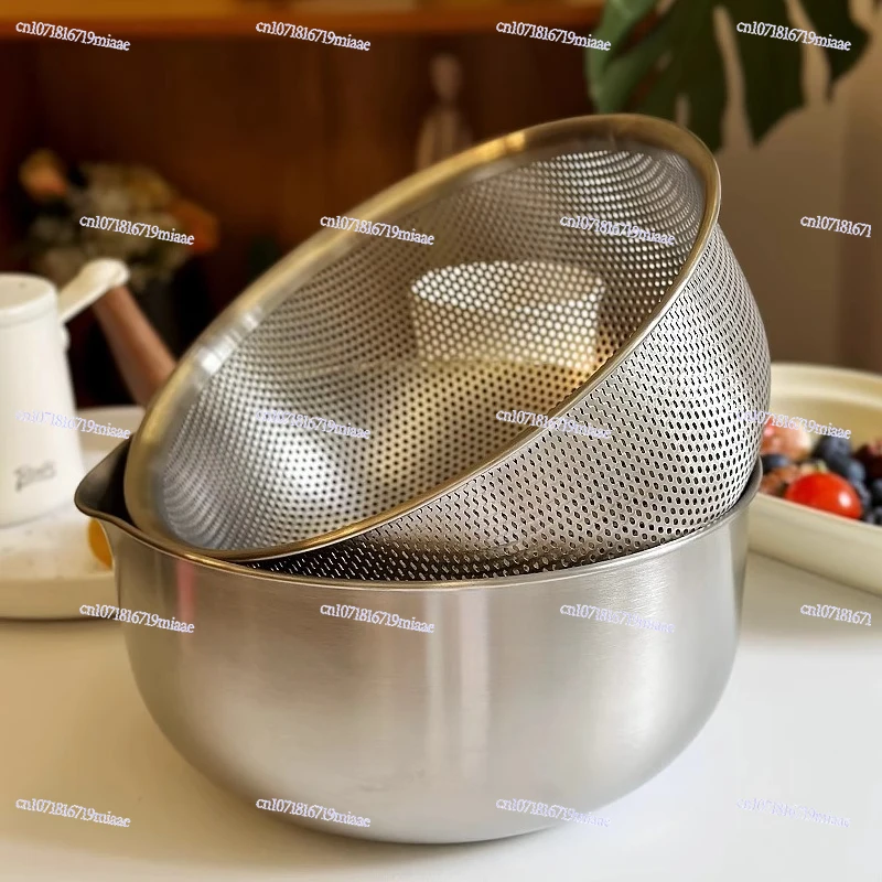 Stainless Steel Vegetable Washing, Rice Washing, Leaking Basin, Noodle Beating, Egg Basin