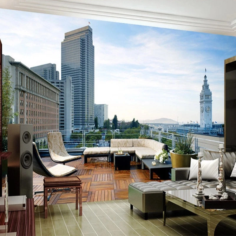 Custom Photo Mural Wallpaper 3D Space Expansion City Balcony Landscape Living room sofa TV background wall bedroom restaurant 8d