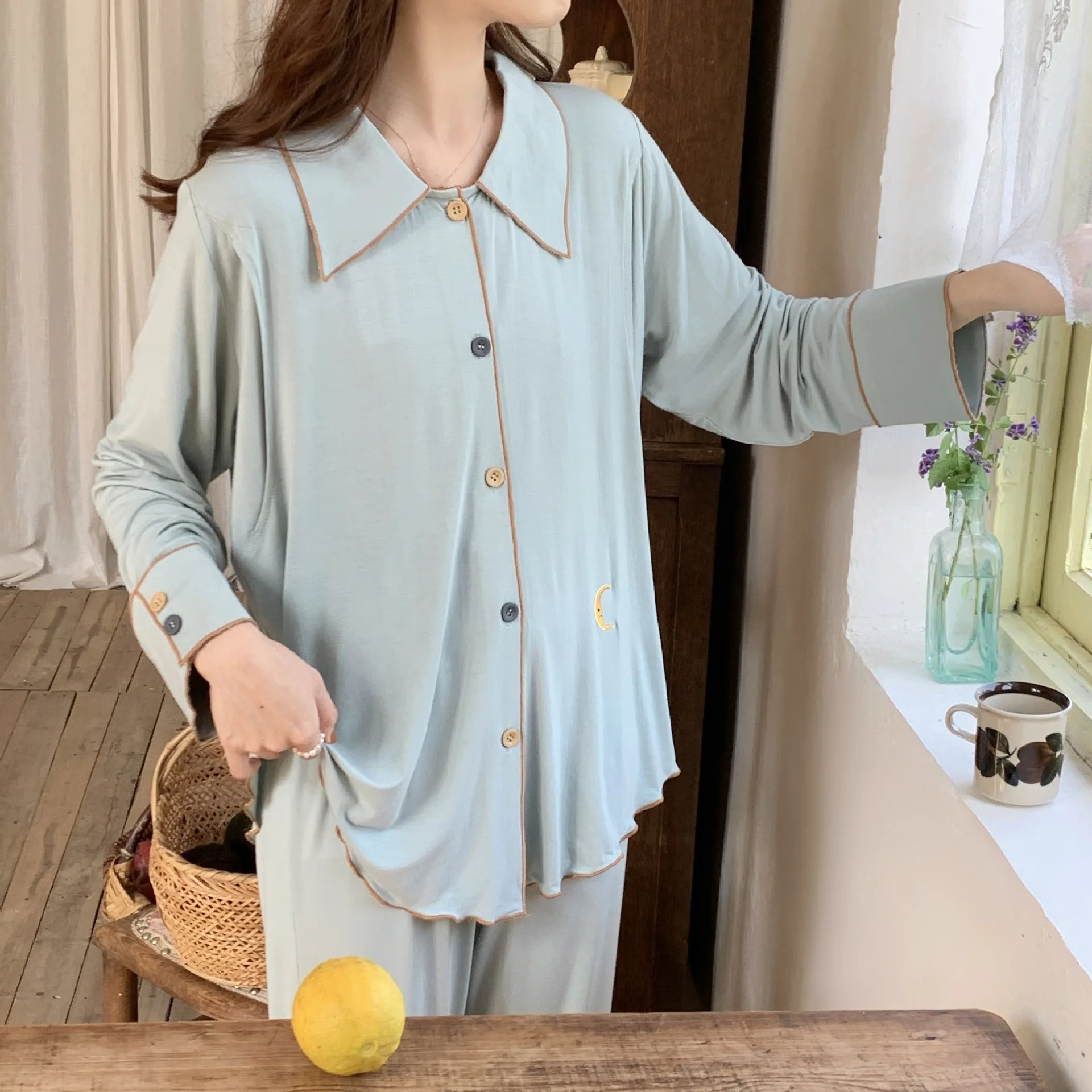 

Autumn Long Sleeve Modal Maternity Nursing Sleepwear Sets Breastfeeding Pajamas Suits Clothes for Pregnant Women Pregnancy Home