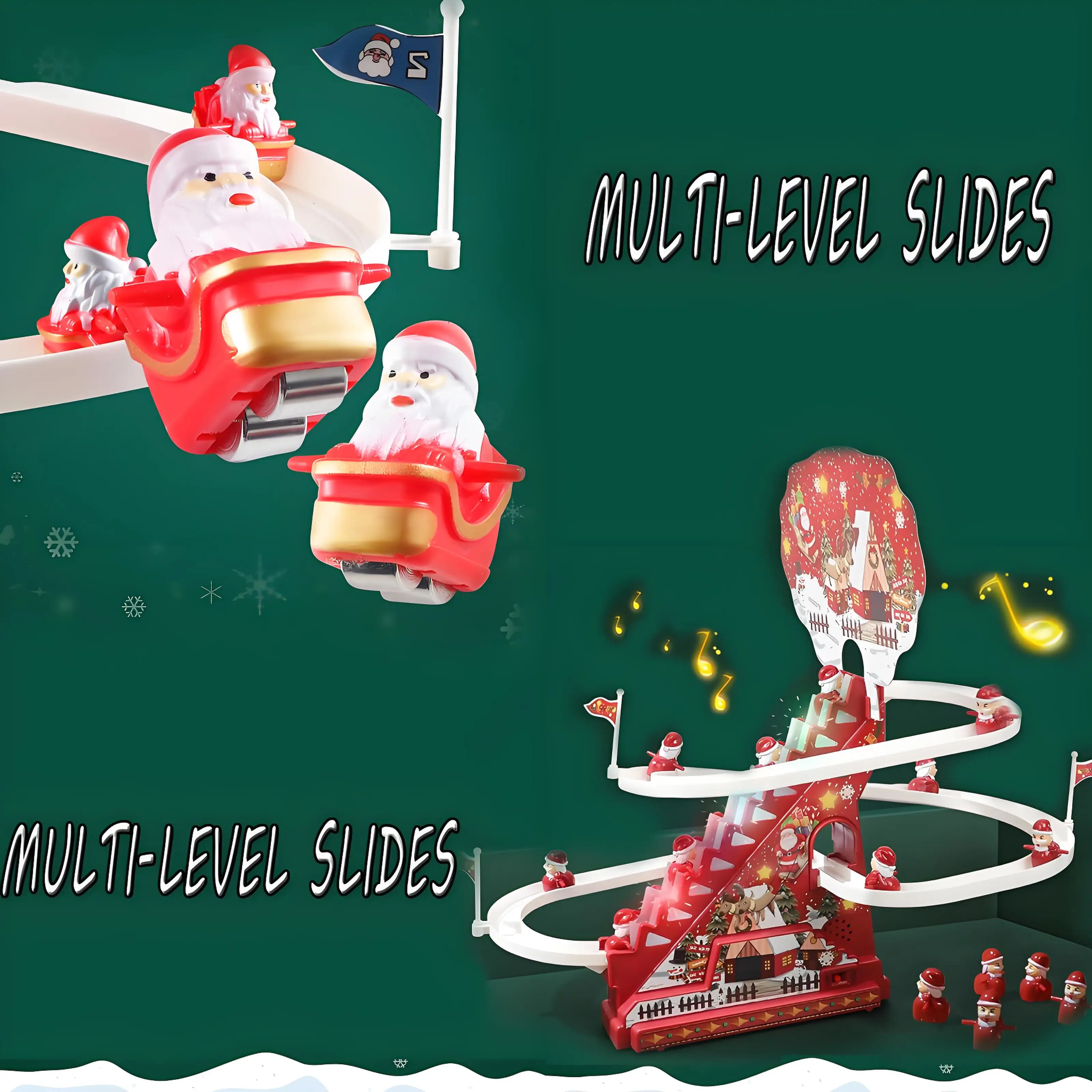 Auto-Climbing Santa Toy with LED & Music | Interactive Race Game for Kids | Festive Holiday Play for Ages 3-6