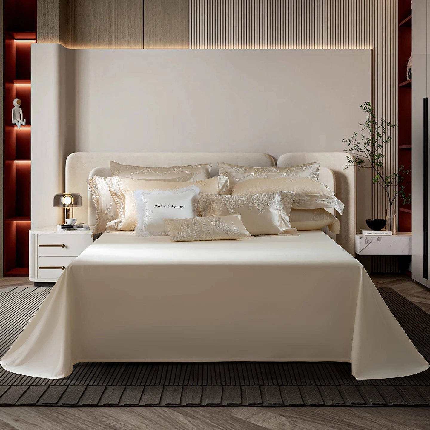 4/6/10Pcs Luxury Flowers Embroidery Jacquard Brocade Egyptian Cotton Bedding Set Queen King Duvet Cover Bed Sheet Pillowcases