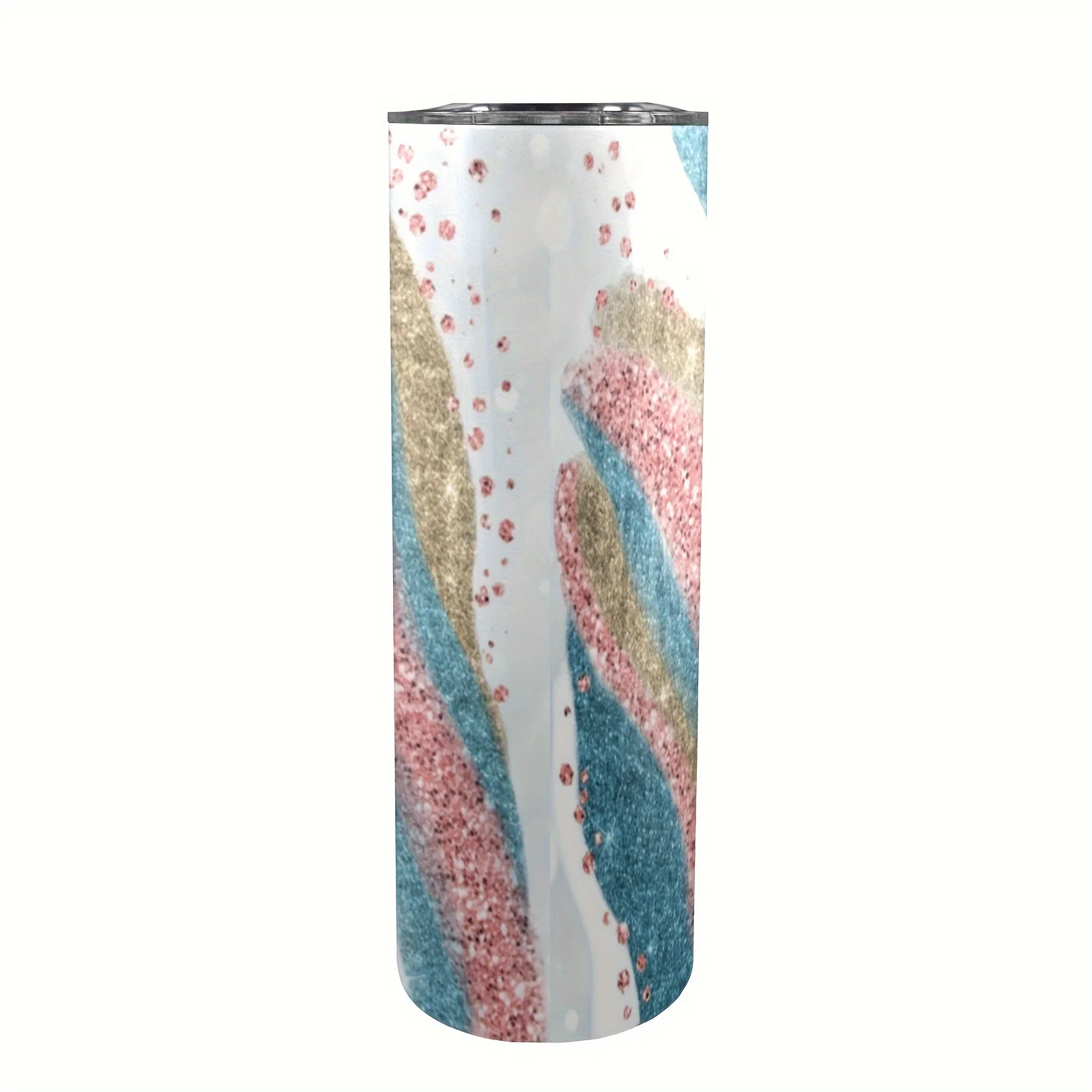 1pc 20oz Glitter Flow Stainless Steel Travel Coffee Tumbler, Vacuum Insulated, With Lid And Straw, Perfect Gift For Mother, Grandma, Sister, Daughter On Birthday, Valentine's Day