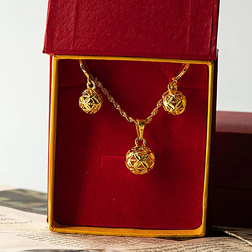 Colar e brincos femininos Conjunto de caixa de presente, Clássico, Elegante