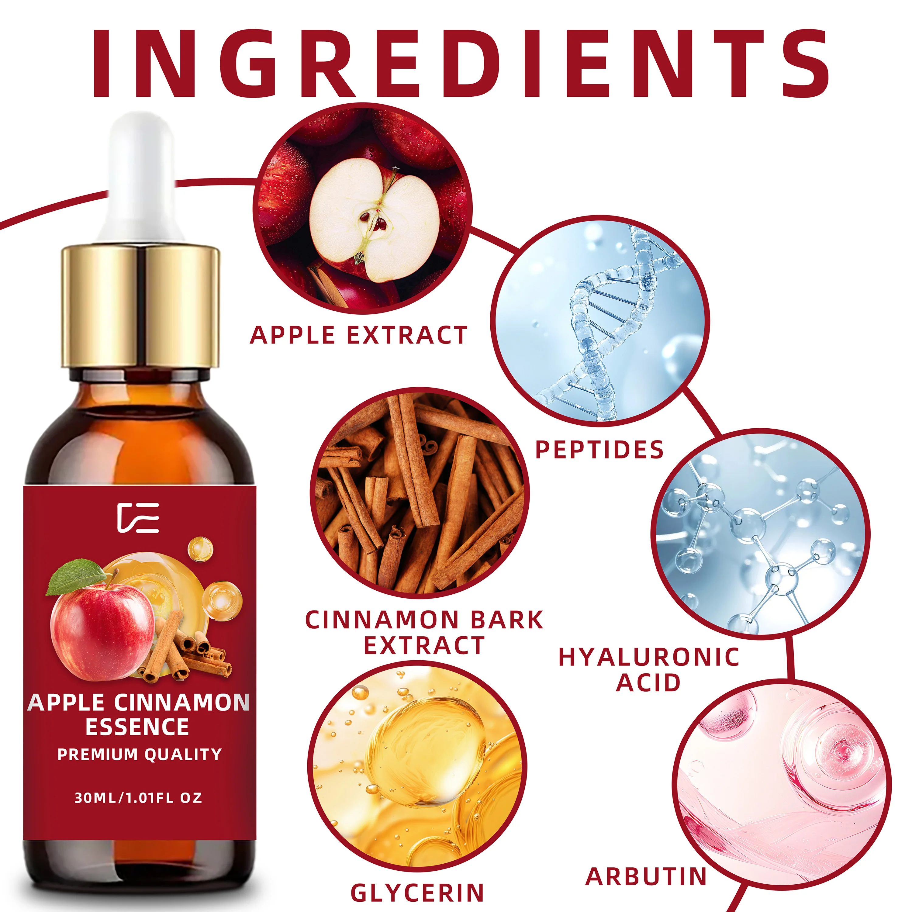 APPLE CINNAMON ESSENCE - Hydrating & Firming Face & Neck Essence, For All Skin Types, Daily Use & Makeup Must-Have