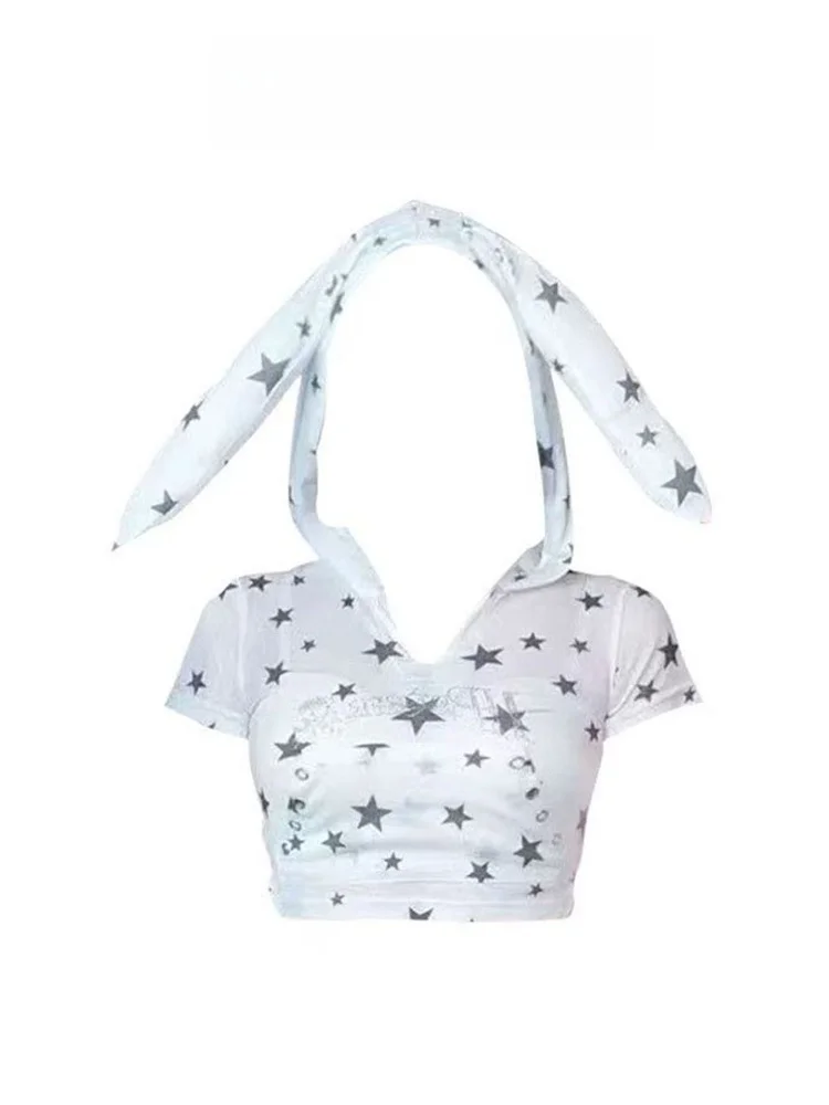 

Y2K Abibitar Punk ort Sve Crop Top Women's Summer Sexy Slimming Belly Button Exposure ort Length Hoodie T-irt